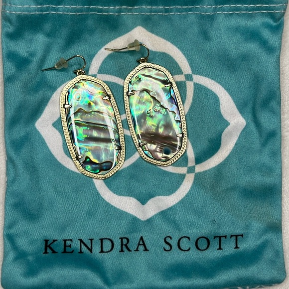 Kendra Scott Gold Abalone Shell Drop Earrings Never worn - Picture 1 of 3